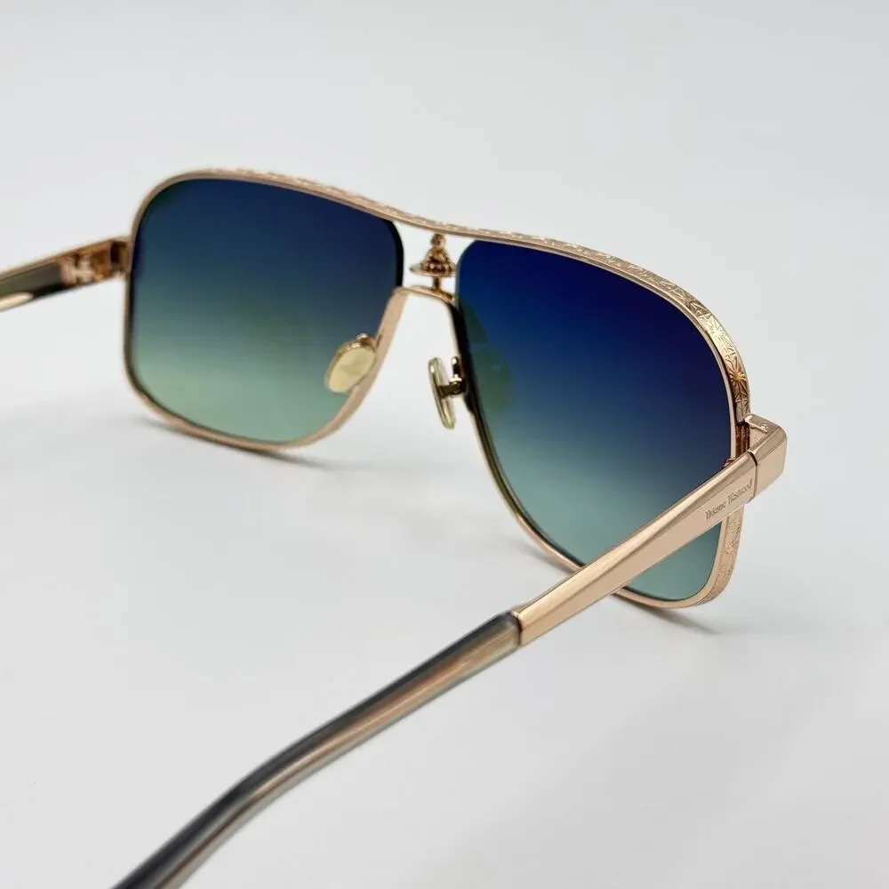 Vivienne Westwood Sunglasses Keith VW5101 400 Gold Aviator Green Gradient Lens